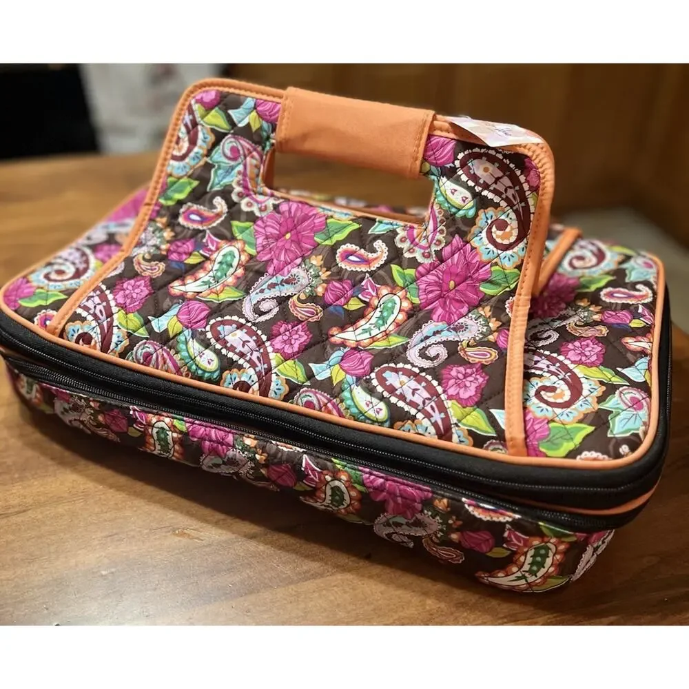 Rosen Blue QP801 Quilted Casserole Carrier Pink, Brown Paisley Thermal NWT NEW